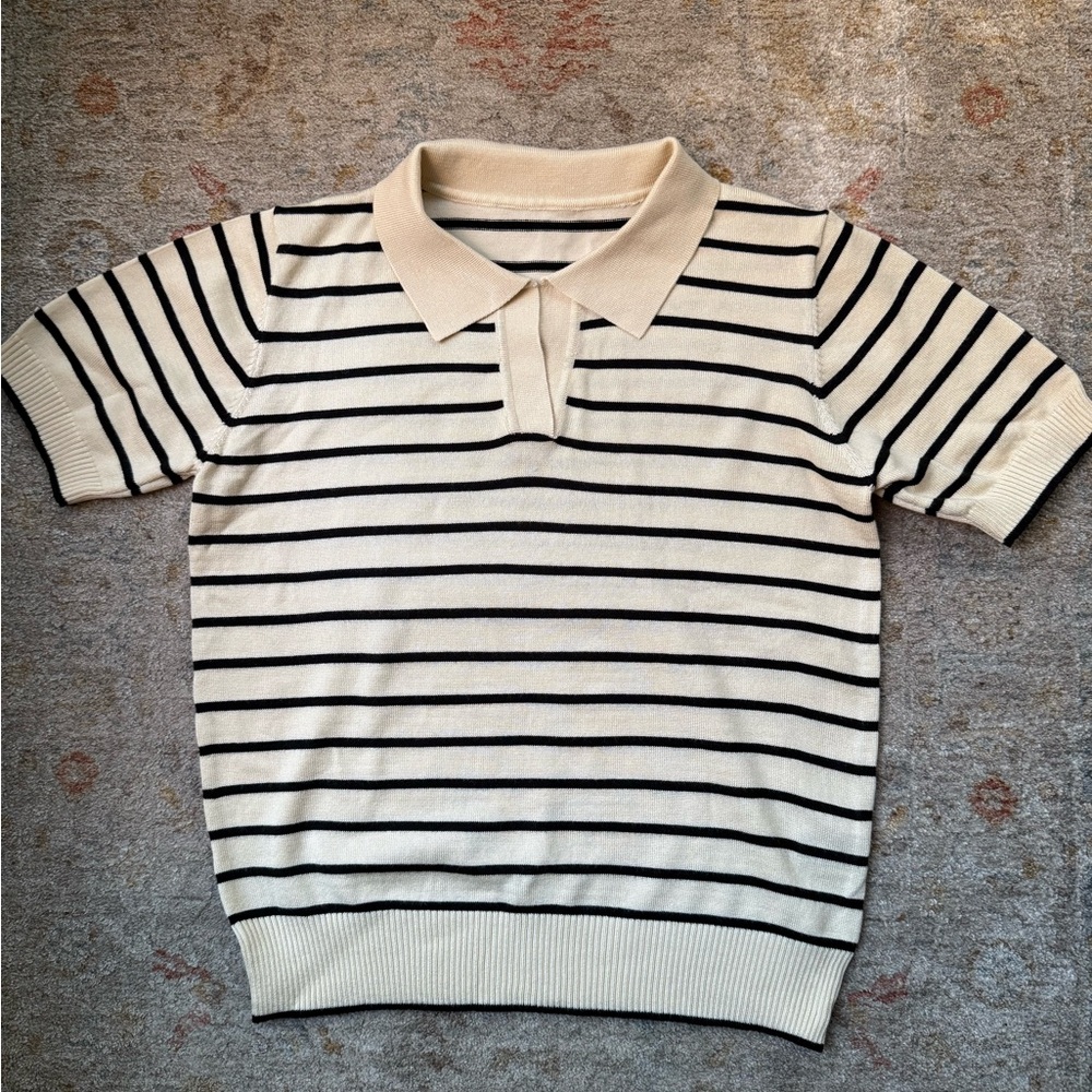 Striped Women's Sweater - Cream and Black